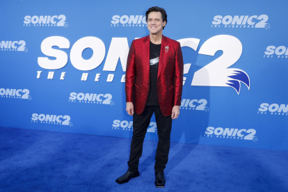 Imagen del pasado 5 de abril del actor Jim Carrey asiste al estreno de la película "Sonic the Hedgehog 2" en el Regency Village Theatre de Los Ángeles, California.