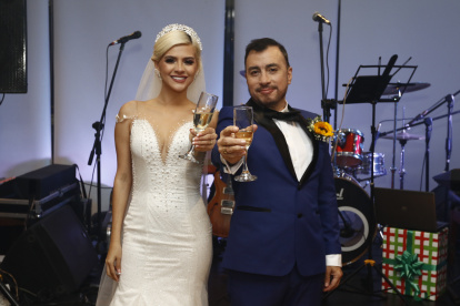 La pareja cuando se casó en diciembre.