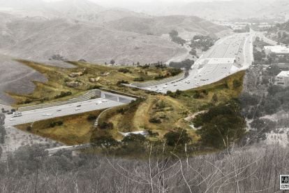 Fotografía cedida por Living Habitats y National Wildlife Federation (NWF) de un diseño conceptual de como será el Puente Para la Vida Silvestre Wallis Annenberg