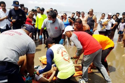 Instante en el que Juan Sebastian Balón logró ser rescatado.