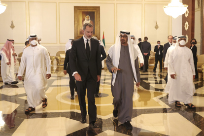 Con el jeque Mohamed Bin Zayed Al Nahyan durante su visita a Abu Dabi.