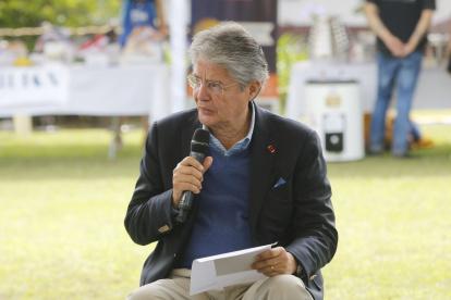 El presidente Guillermo Lasso en un acto el 16 de abril.