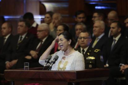 Intervención de la presidenta de la asamblea Guadalupe Llori.