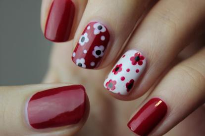 Las manicuras con puntos y flores son tendencia