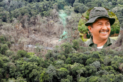 Fotografía aérea que muestra el campamento de las disidencias de las Fuerzas Armadas Revolucionarias de Colombia (FARC) y a Gentil Duarte.