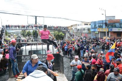 Quito. En el sur de Quito, cientos de indígenas y campesiones llegaron este lunes 20 de junio de 2022 para protestar contra el gobierno.