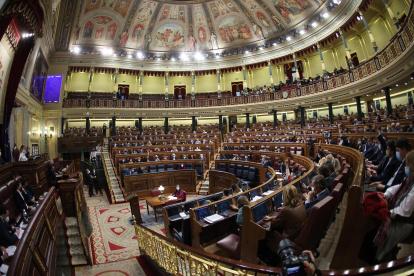 Vista del hemiciclo durante un Pleno del Congreso de los Diputados en Madrid