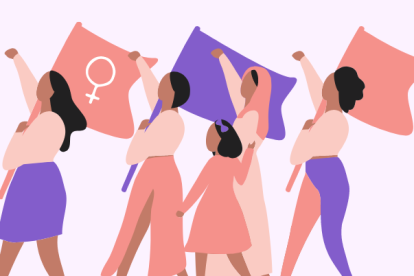 Referencia de mujeres protestando por sus derechos