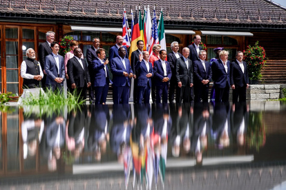 Foto de familia de los asistentes al G7 en Kruen, Alemania.