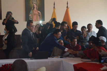 Virgilio Saquicela durante el segundo intento de diálogo que se realizó este 28 de junio.