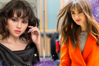 Las artistas Selena Gómez y Lily Collins acompañan sus melenas con un cerquillo.