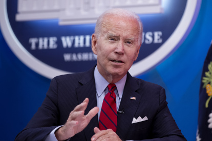 El presidente de EE.UU., Joe Biden, habla durante una reunión con gobernadores demócratas de diferentes estados del país, este 1 de julio de 2022, en Washington.