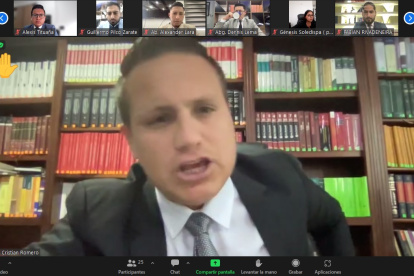 Corte. Estaba previsto que la diligencia de apelación sea vía telemática. Cristian Romero es abogado de Norero.