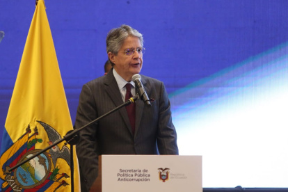 Presentación. El presidente Guillermo Lasso durante la presentación de la Política Anticorrupción.