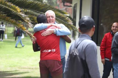 Gustavo Alfaro el en entrenamiento de Liga de Quito.