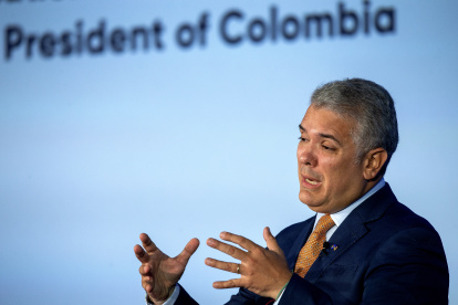 Fotografía tomada el pasado 13 de julio en la que se registró al presidente de Colombia, Iván Duque, quien este domingo apuntó en Twitter: "Cayó alias "Roque", cabecilla del GAOR (Grupo Armado Organizado Residual) E-33 de las disidencias de las Farc, en Tibú, Norte de Santander".
