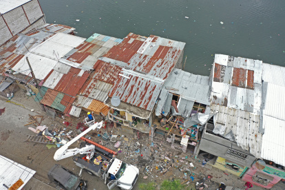Toma aérea de la zona afectada por la explosión.