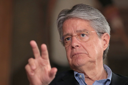 Entrevista al Presidente de la República Guillermo Lasso Mendoza, en uno de los salones de la Gobernación del Guayas en Guayaquil.