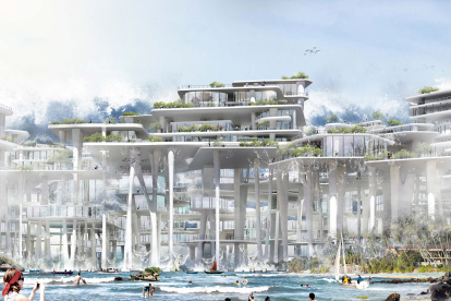 Proyecto Tsunami Park, de Wang Jue, Zhang Qian, Zhang Changsheng, Li Muchun, and Xu Jing. Imagen: eVolo Magazine.