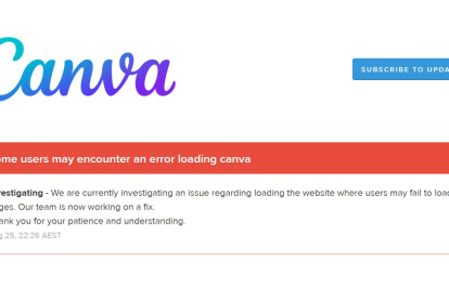 La web canvastatus actualizó su página para dar a conocer que algunos usuarios experimentan errores al intentar cargar canva