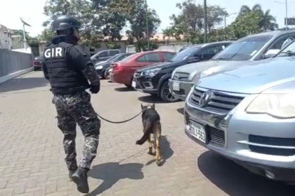 El personal Antiexplosivos del GIR revisó también los parqueaderos para descartar la novedad.