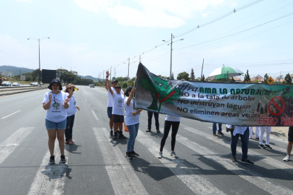 Un grupo de residentes trasladó su reclamo hasta la vía principal del sector, y pidió a los conductores pitar en respaldo.