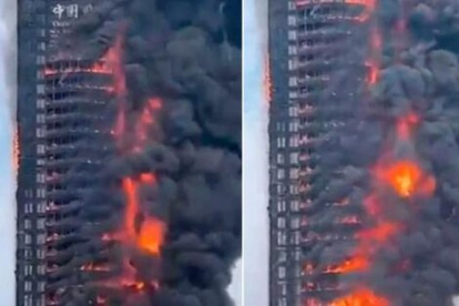 Incendio en un rascacielos de China