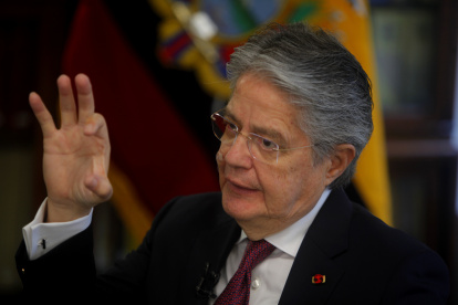 El presidente de Ecuador, Guillermo Lasso, fue registrado este lunes, 19 de septiembre, durante una entrevista con Efe, en Nueva York.