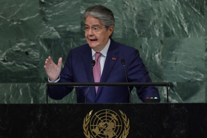 El presidente de Ecuador, Guillermo Lasso, en su disertación en la Organización de Naciones Unidas (ONU).