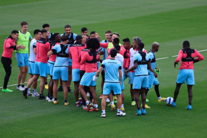 Independiente del Valle durante su entrenamiento.