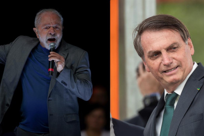 Combo de fotografías de archivo que muestra a los candidatos presidenciales brasileños Luiz Inácio Lula da Silva y Jair Bolsonaro.