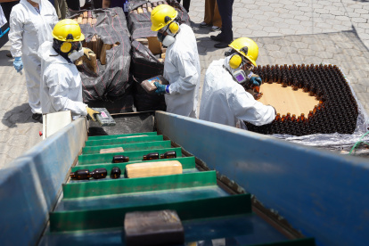 Tarea. La destrucción de la droga se llevó a cabo en una escombrera.