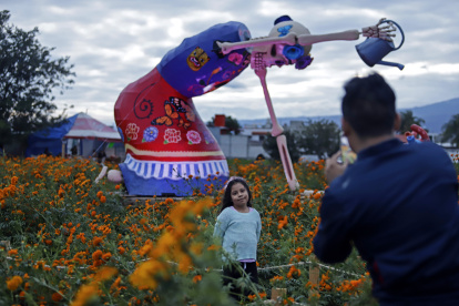 Imagen. Frida Florista representa a todos los productores de flor. El municipio es uno de los mayores productores de flores.