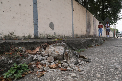 La veredas de la ciudadela 9 de Octubre no han recibido mantenimiento.