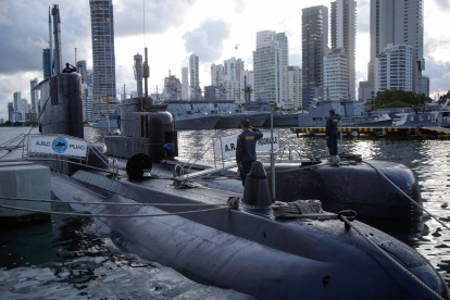 Cartagena. Los 42 tripulantes del submarino ARC Pijao de la Armada de Colombia, formados y listos para zarpar.