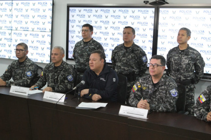 Rueda de prensa en la Comandancia General de la Policía Nacional.