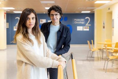 Los investigadores Marcos Malumbres y Carolina Villarroya-Beltri, del CNIO. Fotografía cedida por el CNIO (Laura M. Lombardía).