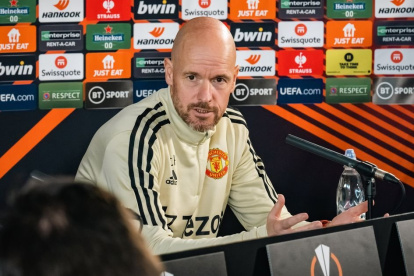 Erik Ten Hag, entrenador del Manchester United, en la rueda de prensa previa al duelo ante la Real Sociedad.