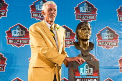 El legendario jugador de fútbol americano el día de su ingreso al Salón de la Fama NFL.