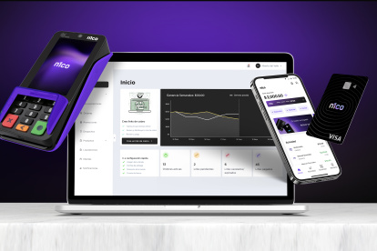 Fotografía cedida este lunes, 7 de noviembre, por Mendoza Inglés & Giralt en la que se registró la tarjeta, el datáfono y la aplicación del neobanco n1co.