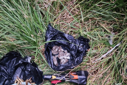 Evidencias. En los exteriores de la cárcel de Cotopaxi se encontraron armas blancas.