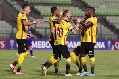 Damian Díaz de Barcelona celebra un gol, en una fotografía de archivo.
