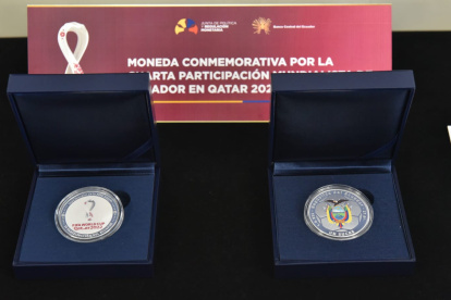 Lanzamiento de la moneda conmemorativa por la cuarta participación Mundialista de Ecuador en Qatar 2022