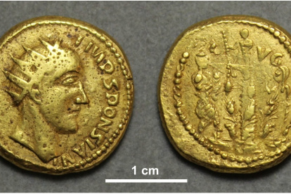 Las monedas de oro son la única pista de que el líder romano Esponsiano existió. En la imagen, una moneda del "emperador" Esponsiano analizada, actualmente en el museo The Hunterian de la Universidad de Glasgow, Reino Unido; número de catálogo GLAHM:40333.