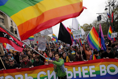 Imagen de archivo de activistas LGTBI en San Petersburgo (Rusia). EFE/Anatoly Maltsev