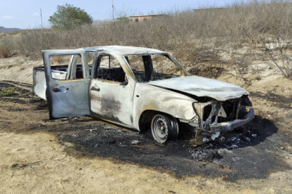 Manta. La mañana del jueves 24 de noviembre de 2022 hallaron el carro quemado.