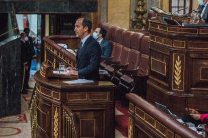 El diputado de VOX por Salamanca, Víctor González, en una intervención en el Pleno del Legislativo español.