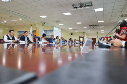 Funcionarios. En sede del ECU-911 se realizó reunión de seguridad.