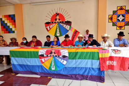 Reclamo. El presidente de la Conaie unió su voz a la de Gary Espinosa, de la Fenocín, para exigir la condonación de deudas de hasta 10 mil dólares.