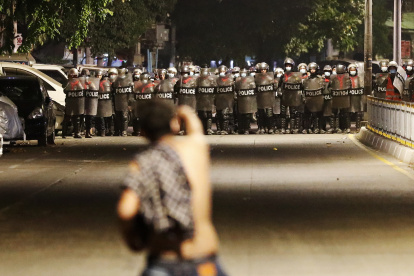 Imagen de archivo de una protesta contra el golpe militar en Birmania. EFE/EPA/STRINGER